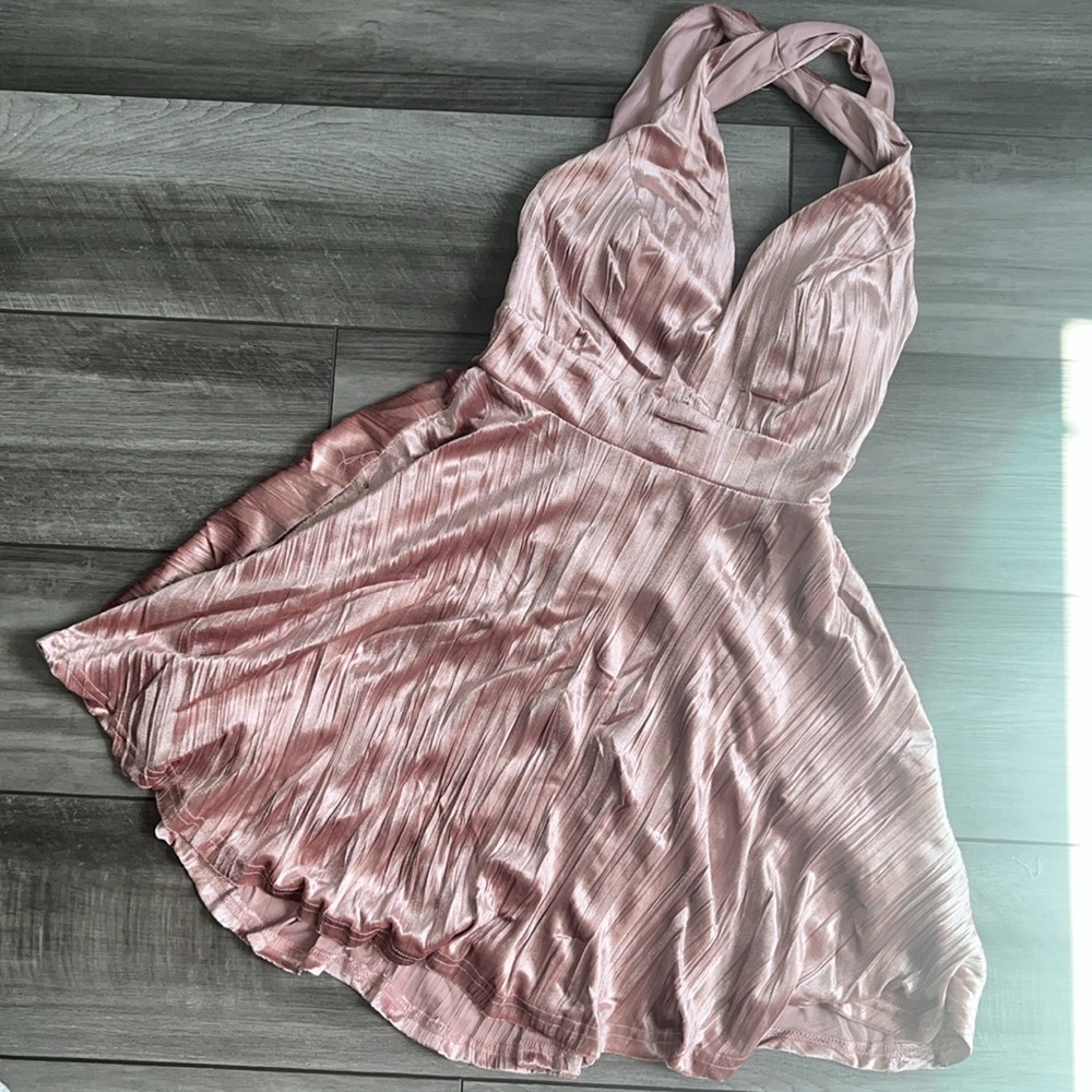 Mauve Velveteen Mini Skater Dress - Picture 11 of 12